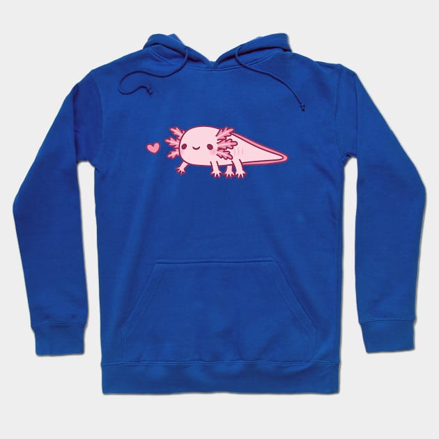 Cute Little Pink Axolotl Doodle Hoodie by rustydoodle